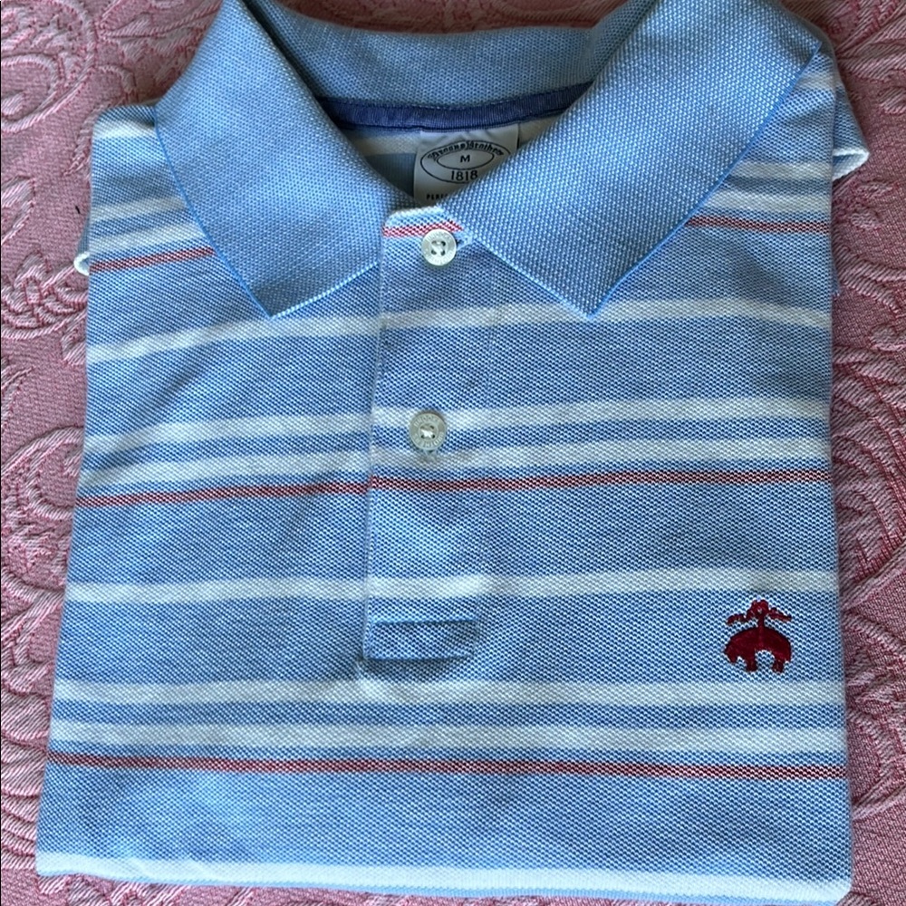 Brooks Brothers Blue and White Striped Polo Shirt